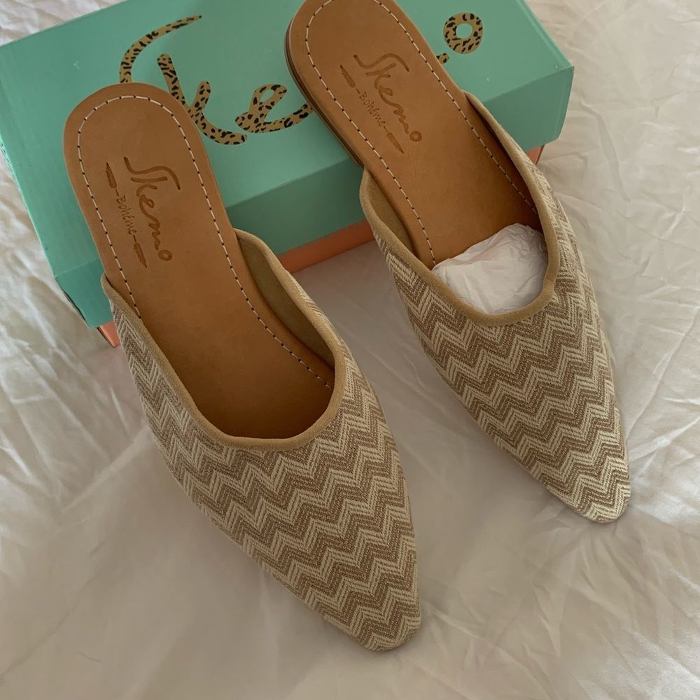 Skemo Babucha Fabric Camel Slides Mules sz 10 New